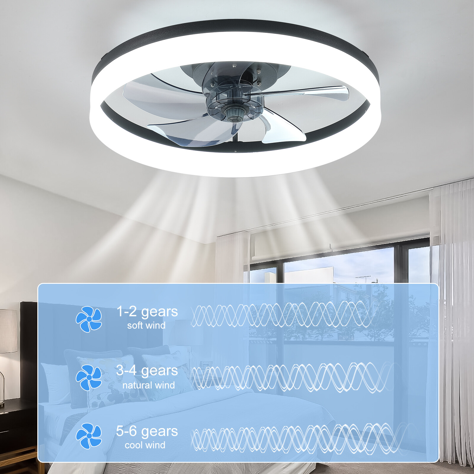 20 inch 3 Color LED with App & Remote Control Reversible Ceiling Fan Light Kit