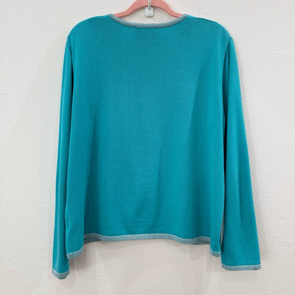 Suéter Cárdigan Bob Mackie Usable Art Para Mujer Talla Grande Bordado Azul Foto 4 de 4