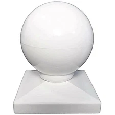 Vinyl Fence POST CAP: 5" BALL CAP (5 Inch) Dome Style ~ White Vinyl Fence Parts