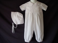 Infant Baby Boys White Handmade Christening Romper Baptism Outfit 0-12 Mont
