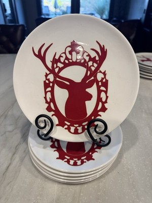 Cost Plus World Market Stag Christmas Salad Plates New Set Of 6