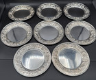 Vintage S Kirk & Son Sterling Silver Bread Plates- Set of 8  6 inch - Repousse