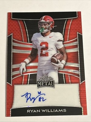 Ryan Williams Autograph Red Pulsar 2025 Leaf Metal 2/3 Jersey Match BA-RW3