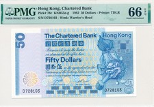 Chartered Bank Hong Kong $50 1982  PMG  66EPQ