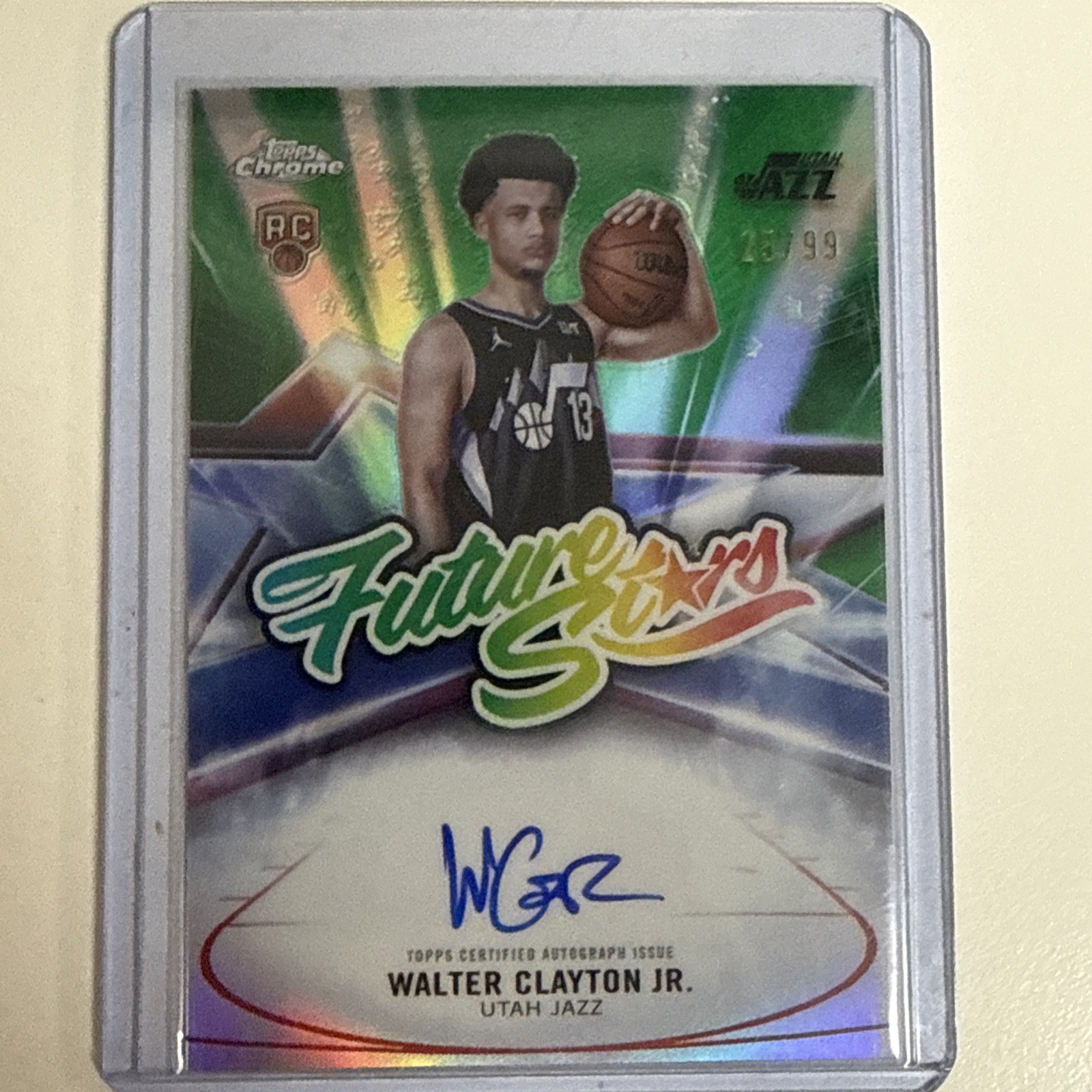 2025-26 Topps Chrome Walter Clayton Jr Future Stars Auto Green Refractor /99 SSP