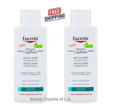 2 PACK Eucerin DermoCapillaire Anti-Dandruff Gel Shampoo 250ml/8.5oz Exp 06/2028