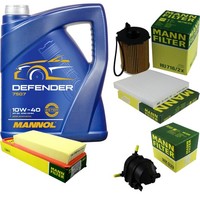 Mann Inspektionspaket Filterset 5L Mannol Defender 10W-40 FüR Mazda 2 1.4 CD