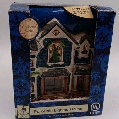 VICTORIA FALLS House SERIES 6 PORCELAIN LIGHTED HOUSE CHRISTMAS VILLAGE- Works!
