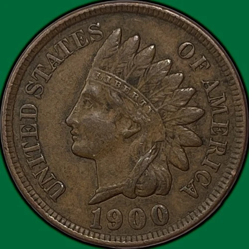 1900 Indian Head Cent Almost Uncirculated AU Coin #33233