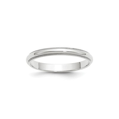 10K Weißgold Milgrain gewölbter Ehering, massiver halbrunder 3mm Ring für Bräute
