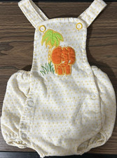 VTG Baby Boy Carter s Bubble Romper 24M Orange Velvet Elephant Yellow Stitching