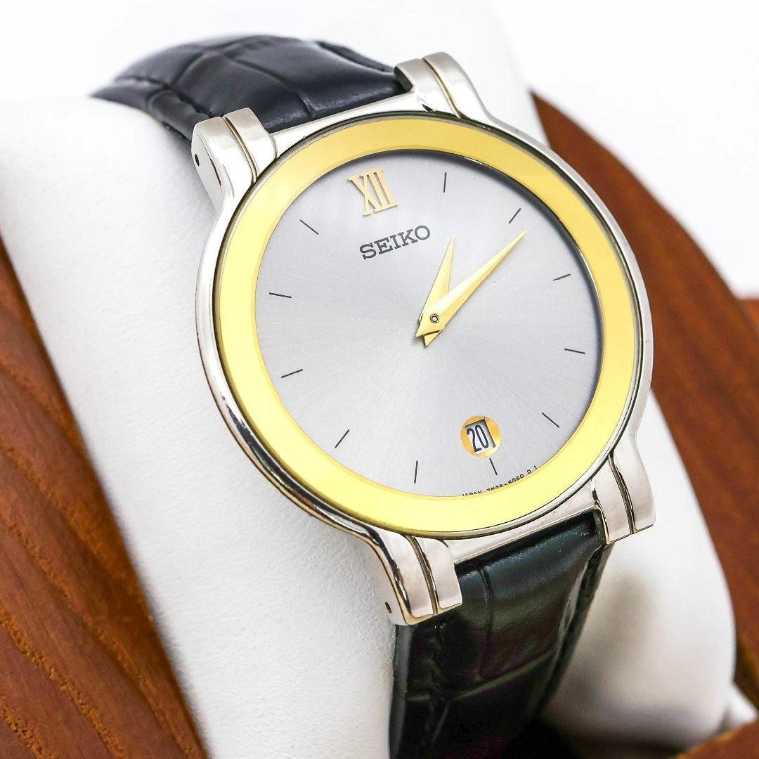 Seiko Men's 1470 Working Watch with Date Leather Strap New Battery