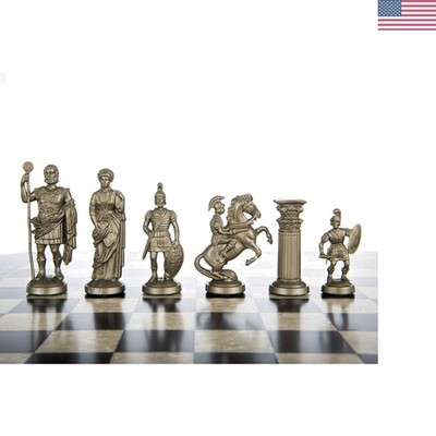 Strategic Play with Roman Legion Weighted Chess Set in Luxurious Black & Gold