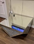 Mirrored Glass Rectangular Coffee Table, Silver/Clear Crushed Crystal Base — photo 2