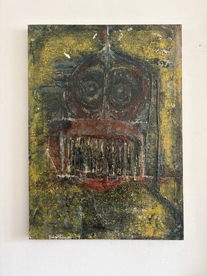 Abstraktes Öl auf Leinwand 20. Jahrhundert Brutale Kunst Portrait, 70 cm, Stil Dubuffets