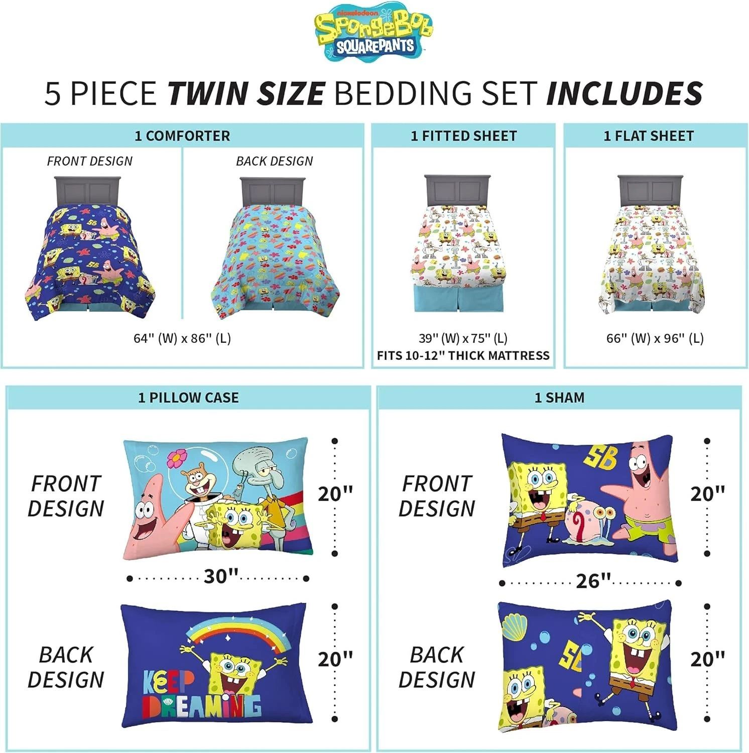Reversible SpongeBob Comforter Twin Set