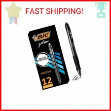 BIC Gelocity Original Black Gel Pens, Medium Point 0.7mm , 12-Count Pack, Retra