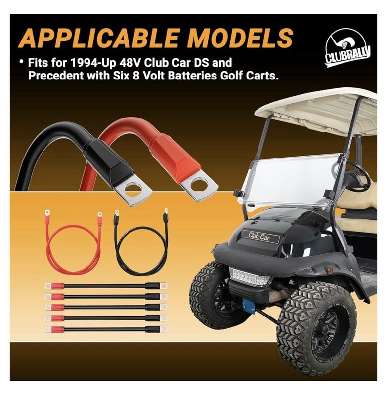 Golf Cart Heavy Duty Battery Cable 7 PCS Set 4 Gauge 