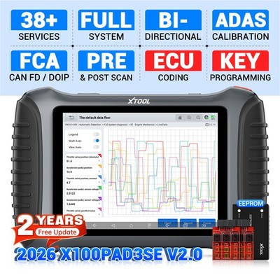 2026 XTOOL X100PAD3 SE V2.0 Diagnostic ECU Coding IMMO /Key Programming PMI FCA