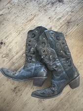 Lucchese M5015 Womens Sz 10B Fiona Scarlette Cafe Brown Cafe Stud Cowgirl Boots