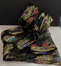 Vintage Berkshire Metallic Scarf Rayon Gold Jewel Tone Paisley Evening India