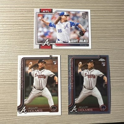 Grant Holmes 2025-2026 Topps Series 1&2/Chrome Logofractor RC Braves 3-Card Lot