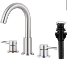 AKLFGN 8 in. Widespread 2-Handle High Arc Bathroom Faucet W/ Drain And Lines