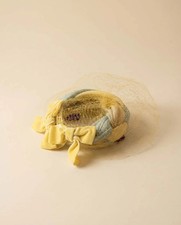 Vintage Pastel Braided Halo Hat 1960s Veiled Cocktail Hat Yellow Mint Cream