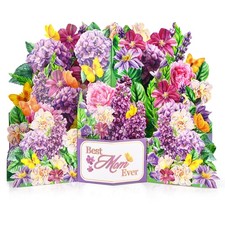 Happy Mother  s Day Pop Up Card, 3D Violet  Peony Best Mom Cards from Daughter..