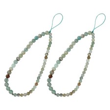 2 Pcs Natural Stone Phone Lanyard Healing Wristlet Anti-lost Mobile Chain