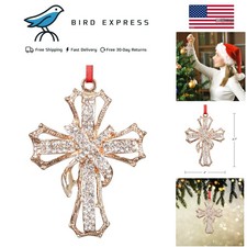 Beautiful Cross Christian Christmas Ornament with Rhinestones for Tree Decor