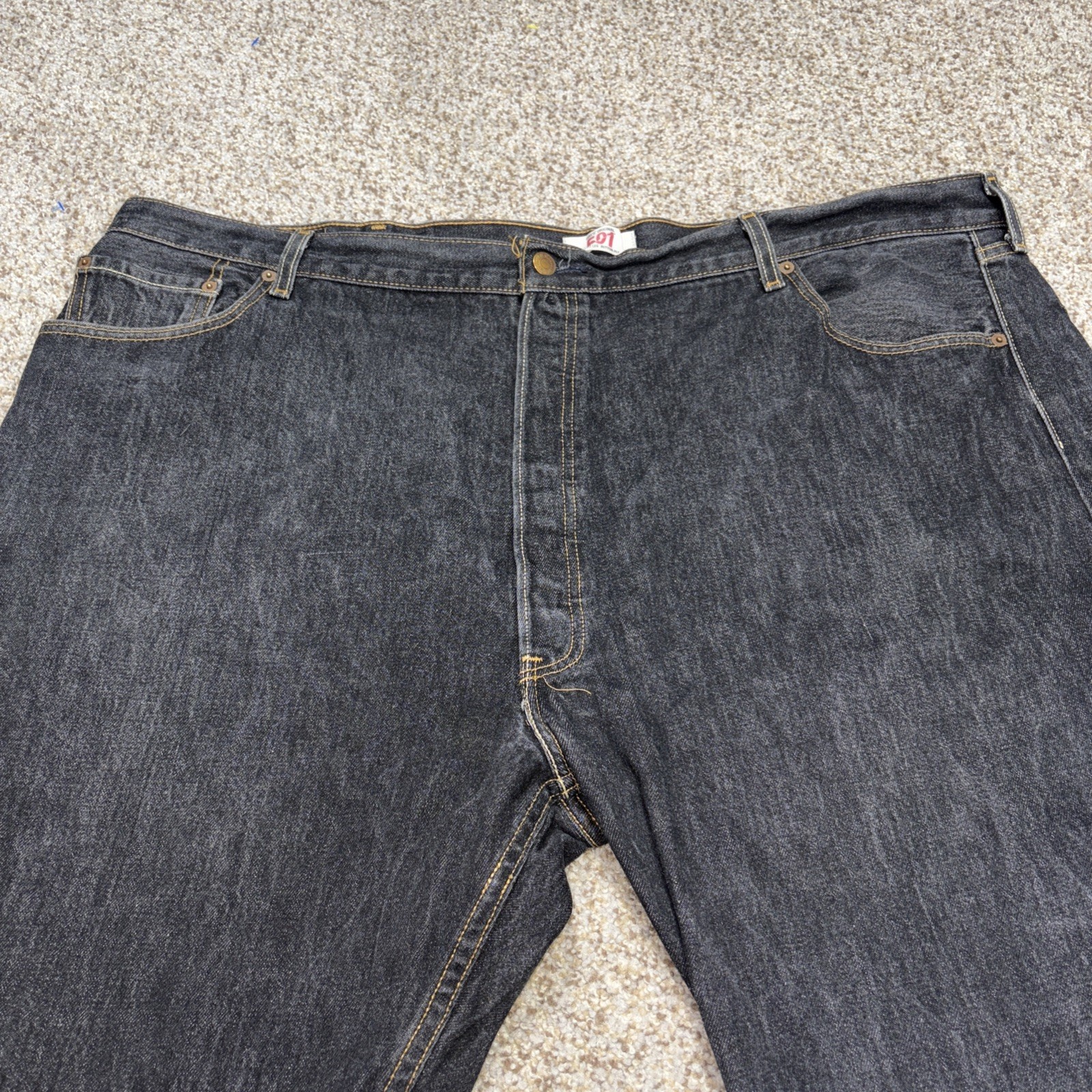 Levis Strauss 501 50 X 34 Fits 46 X 31 Button Fly Black Denim Cotton Jeans - View 2