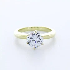 Solitaire Engagement Ring Classic 18K Gold 1.47 CT Round Lab-Grown Diamond F VS1