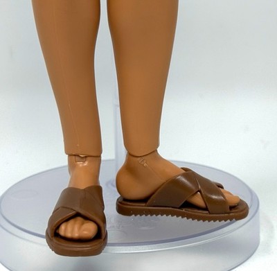 Barbie Basics #10 Made to Move Ken Doll Outfit Shoes Slides Brown Beach Sandals