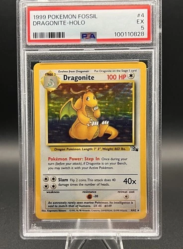 Pokemon 1999 Fossil Expansion Dragonite Holo  Edition [PSA 5]