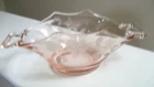 CUTE PINK DEPRESSION BON BON DISH OR CANDY DISH WITH ETCHED FLOWER DESIGN
