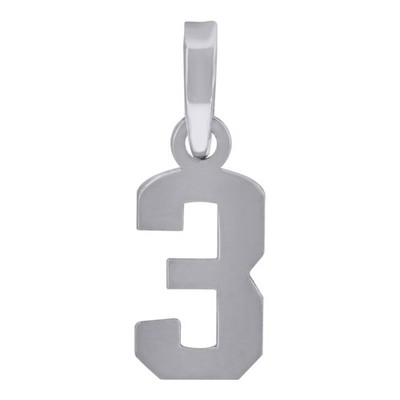 925 Sterling Silber Unisex Initiale Zahl 3 Charm Anhänger