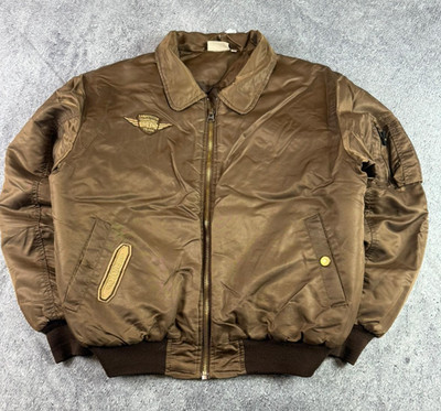 VTG Identic Motorbike Bomber Jacket Mens Medium Brown Competition Scooter Cross