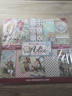 Stamperia Double-Sided Paper Pad 12''X12'' 10/Pkg-Alice In Wonderland, Sealed 
