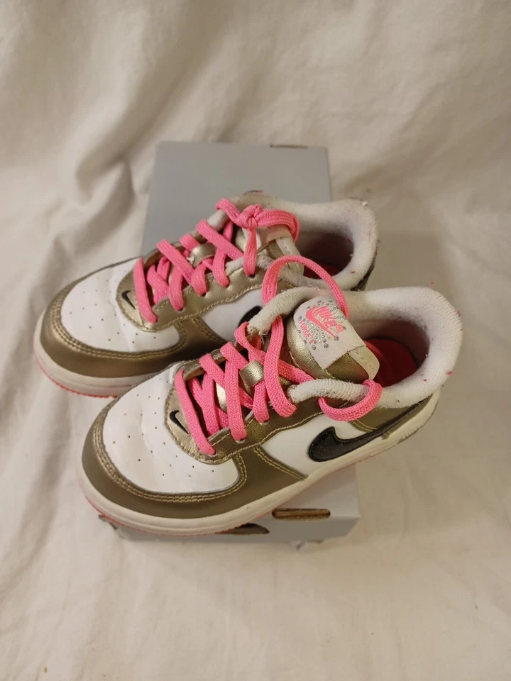 Air Force 1 TD детский размер 8.5C с коробкой розовое золото белый Nike ребенка ясельного возраста РЕДКАЯ 314221-108 - Изображение 2 из 4