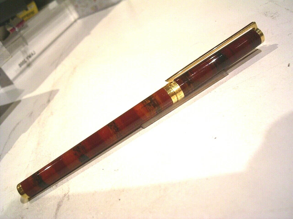 S.T DUPONT Classique Füllhalter, braun/rot marmorierter  Chinalack, vintage - Bild 2 von 4