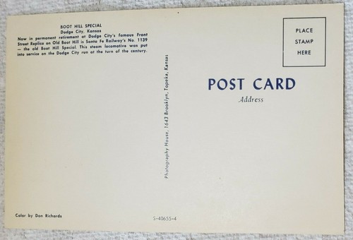 Vintage Boot Hill Special 1139 Postkarte Dodge City KS Lok Zug unbenutzt - Bild 2 von 2