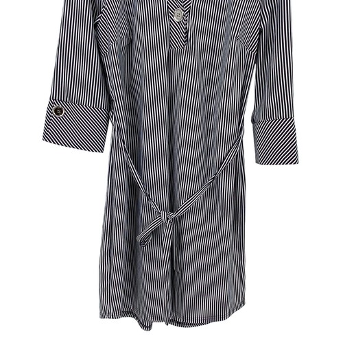 Abito camicia donna Mlle Gabrielle taglia XL NUOVO nero bianco righe cintura - Foto 3 di 10