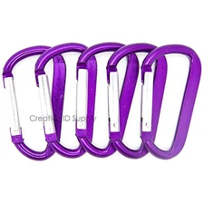 Lot 25pc - 2.25" PURPLE Aluminum Carabiner D Shape, Keychain Clip Hook Snap Clip