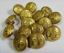 1800s antique Fitchburg police uniform 15 large coat metal button lot 50634