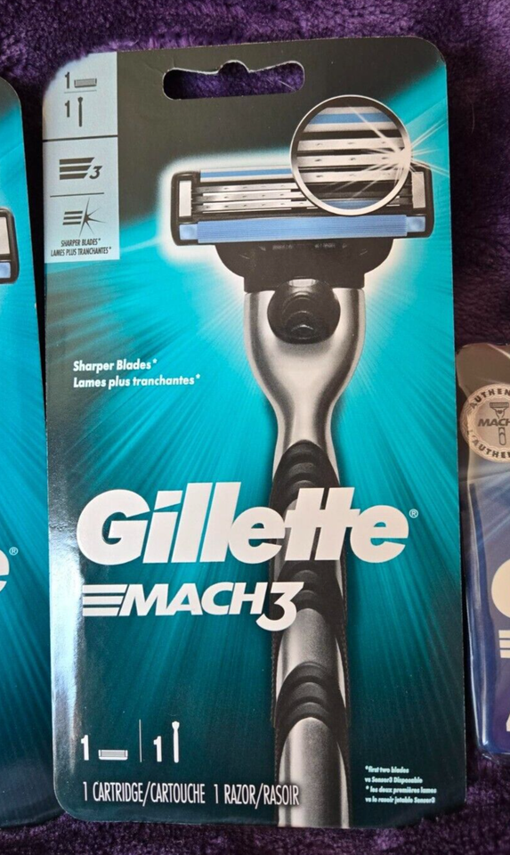 4 new Packs Gillette Mach razors, Turbo cartridges, 3 razors, 7 ...