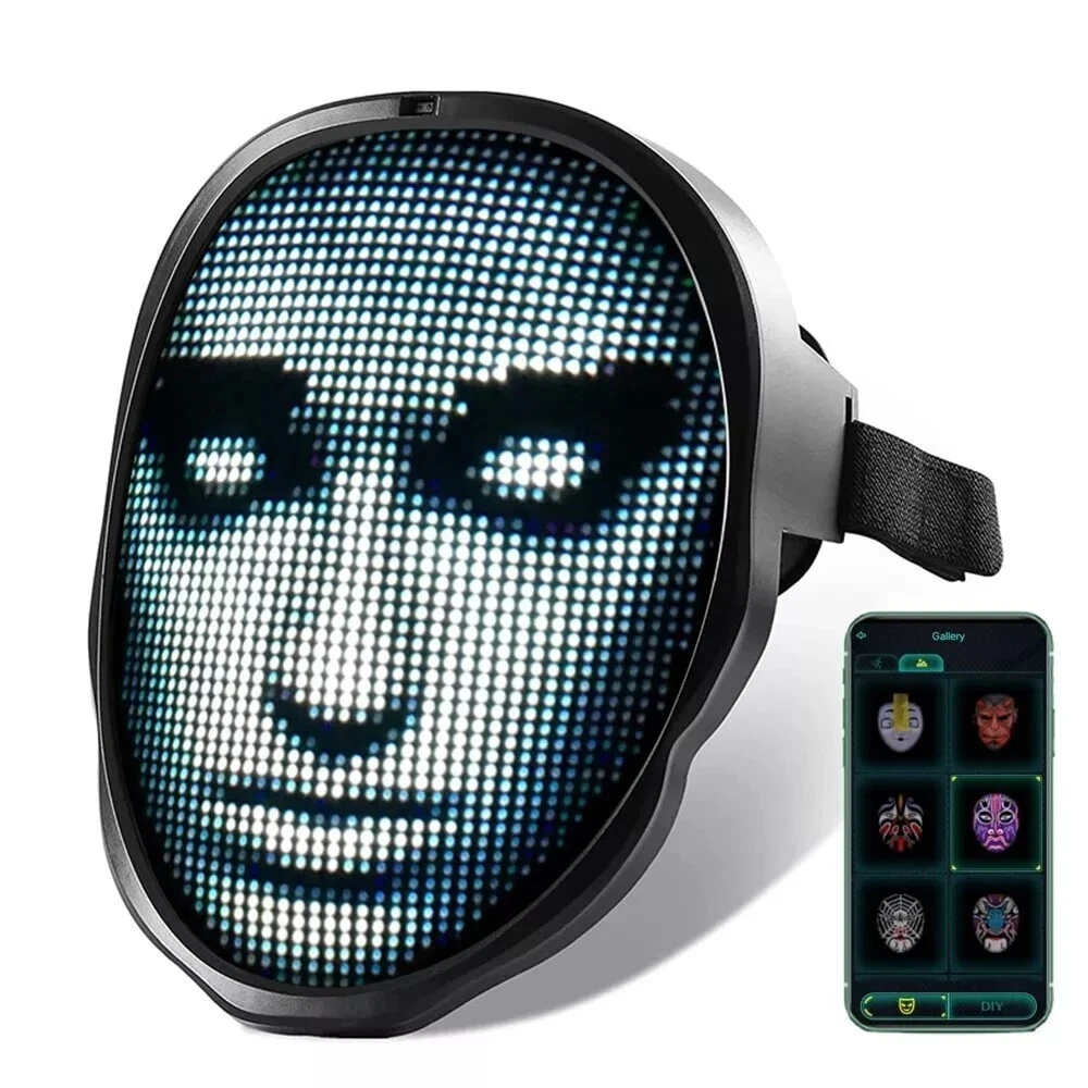 Led mask w/ Bluetooth programmable, Light up mask for masquerade party cosplay