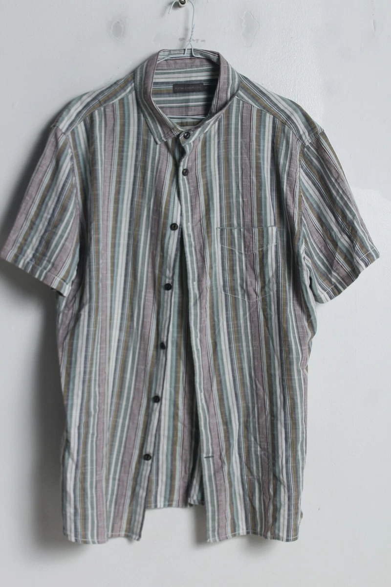 John Rocha Mens Short Sleeved Cotton Shirt Mixed Stripe XL z