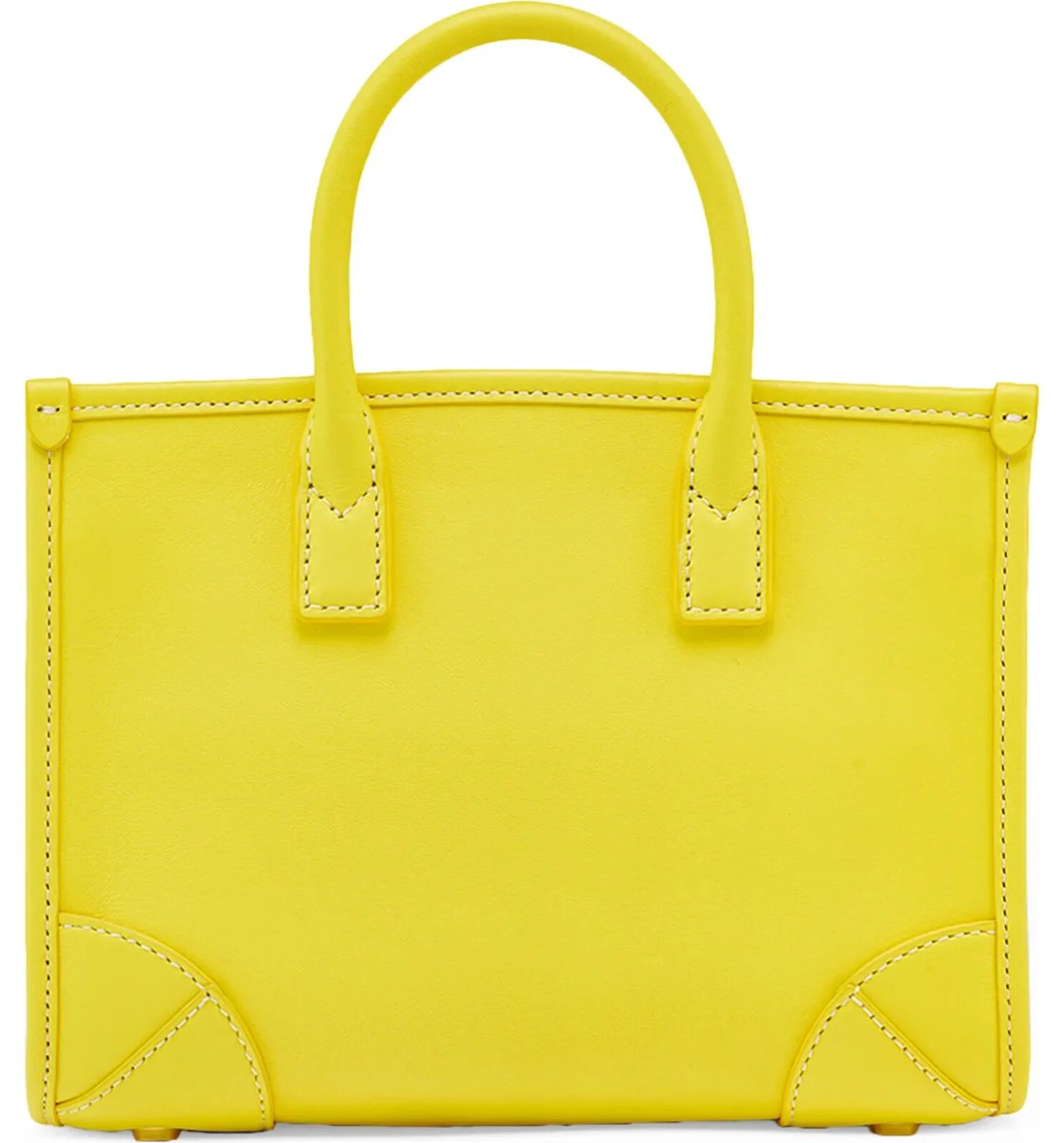 MCM V1602 Womens Vibrant Yellow Mini Leather Tote 8x3.5x6.25