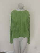 Polo Ralph Lauren Cable Knit Green Cotton Sweater Size Large